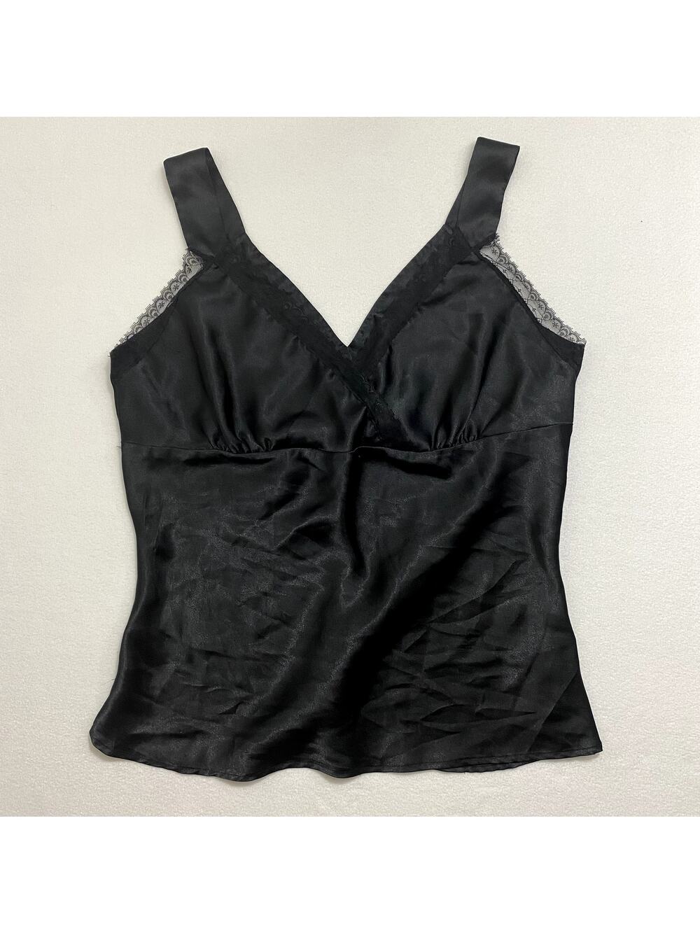 Apostrophe Vintage Black Satin Lace Trim Camisole Top M